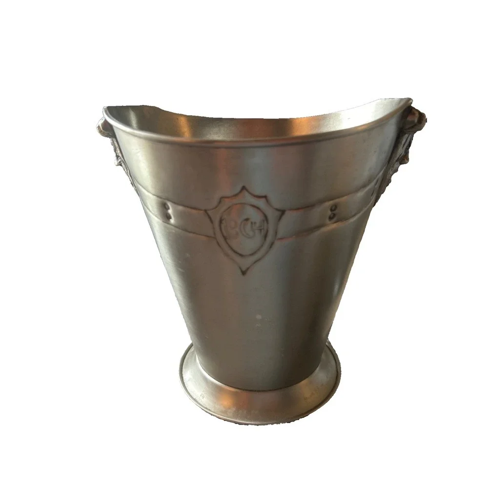 Vintage BG Barton Guestier French Pewter Wine Chiller Champagne Bucket Mask Hand